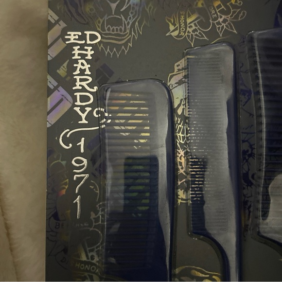 Ed Hardy 4 pc professional navy blue 1971 comb grooming set styling tail dresser - Picture 11 of 15